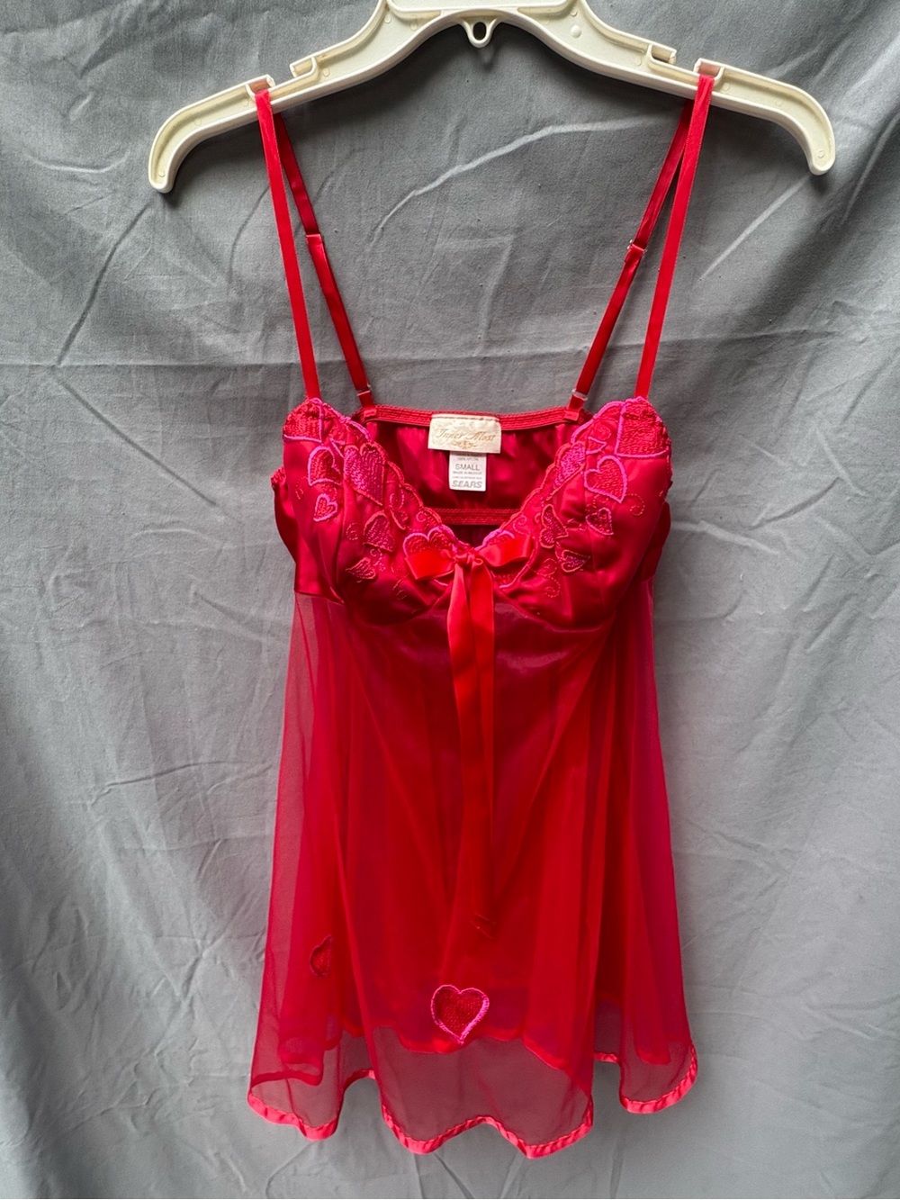 Vintage Lingerie Babydoll Top with Heart Embroidery Inner Most by Sears